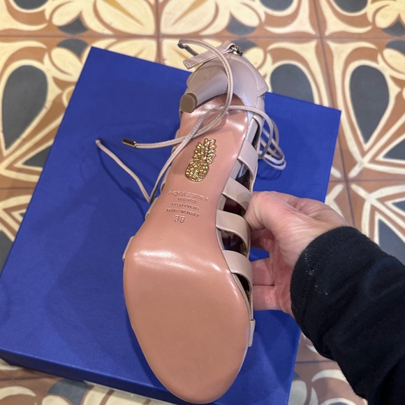Aquazzura Women's Lace-Up Heels - Cream - Picture 4 of 6
